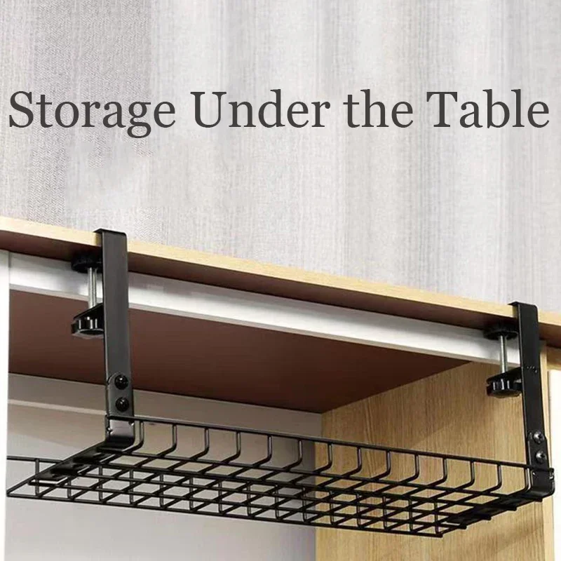 Under Table Cable Storage Rack No Drill Cable Management Racks Portable Sturdy Durable Wire Storage Tray Home Office Oragnizer