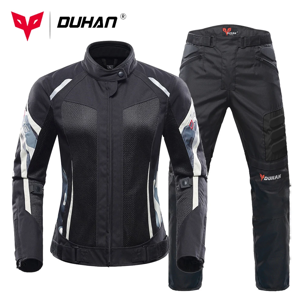 

DUHAN Motorcycle Jacket Women Moto Suit Breathable Pants Cycling Clothing Summer Motorbiker Riding Clothing Body Protector