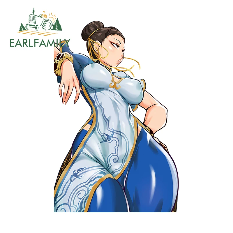 EARLFAMILY 13cm x 8.5cm Chun Li Sexy Car Stickers Fighter Hentai Chest Accessories Occlusion Scratch Personality Decoration