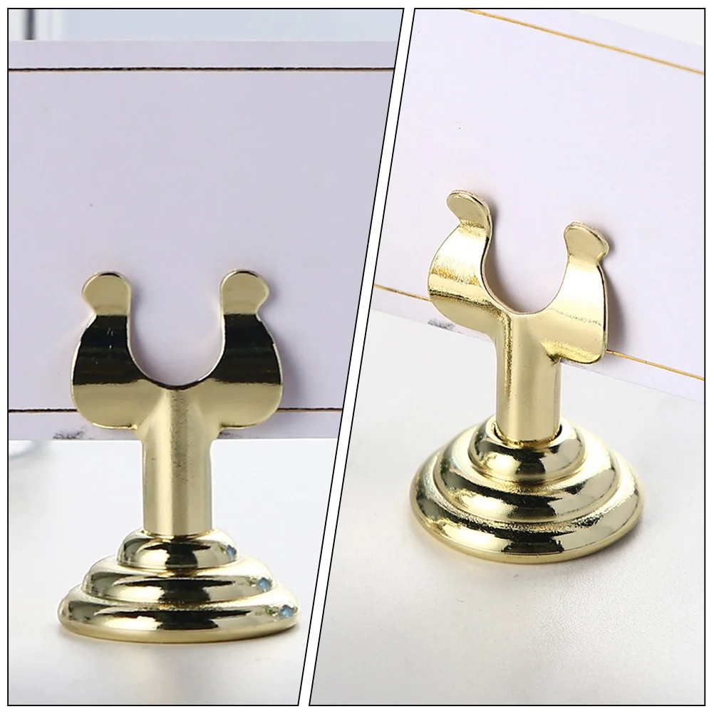 3 Pcs U-shaped Number Plate Desktop Photo Frame Note Clips Table Numbers Holders Rack Cards Stand Metal Sign