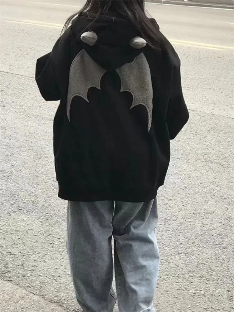 

Американская винтажная толстовка с капюшоном для женщин, свободное уличное повседневное пальто большого размера, женская осенняя эстетичная куртка в стиле гранж Y2k