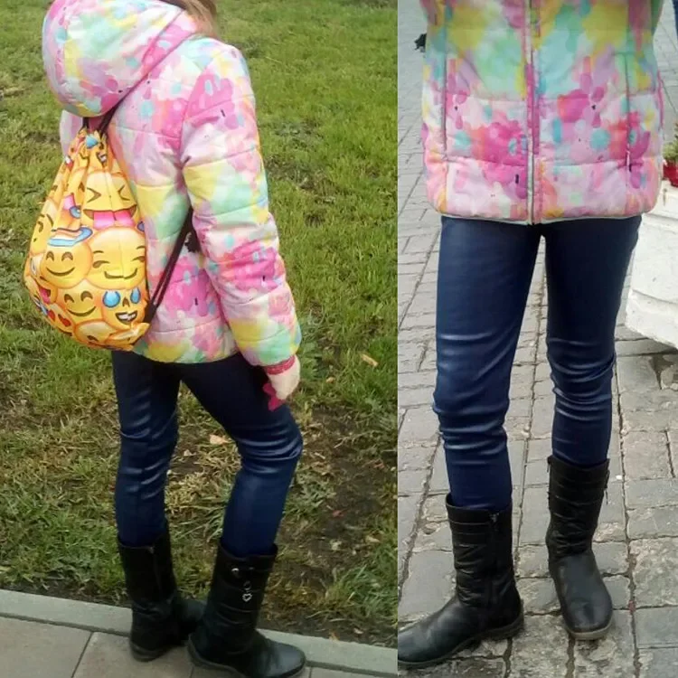 Kinder Mädchen Pu Leder Winter Legging Fower Warme Kinder Legging Herbst Winter Dicke Baby Hosen Hosen 3-12 Jahre – Detail 7