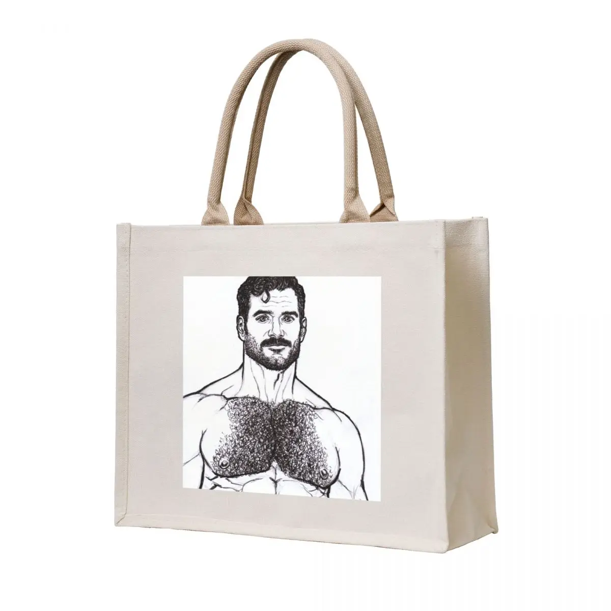 

The Sketched Mustache Tote Bag university shopper bag large size bags Handbags