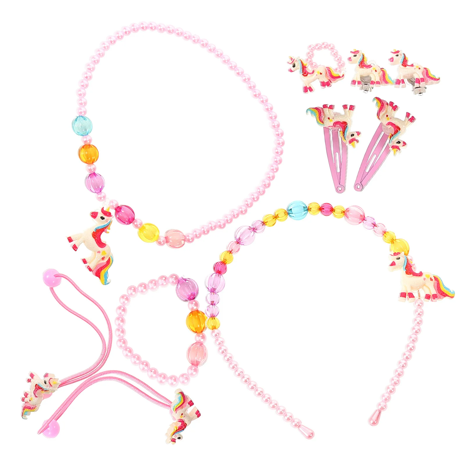 1 set 1 Set Kids Jewelry Set Plastic Gems Necklace Bracelet Earring For Toddler Girls Little Girl Gift Decorative Dress Up Shiny