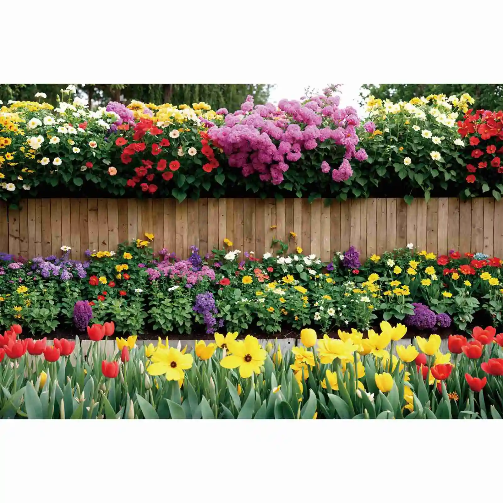 

Garden Flower Fence Backdrops Photography Decoration Spring Party Decoration Blossom Plank Wall Custom Kids Photo Background