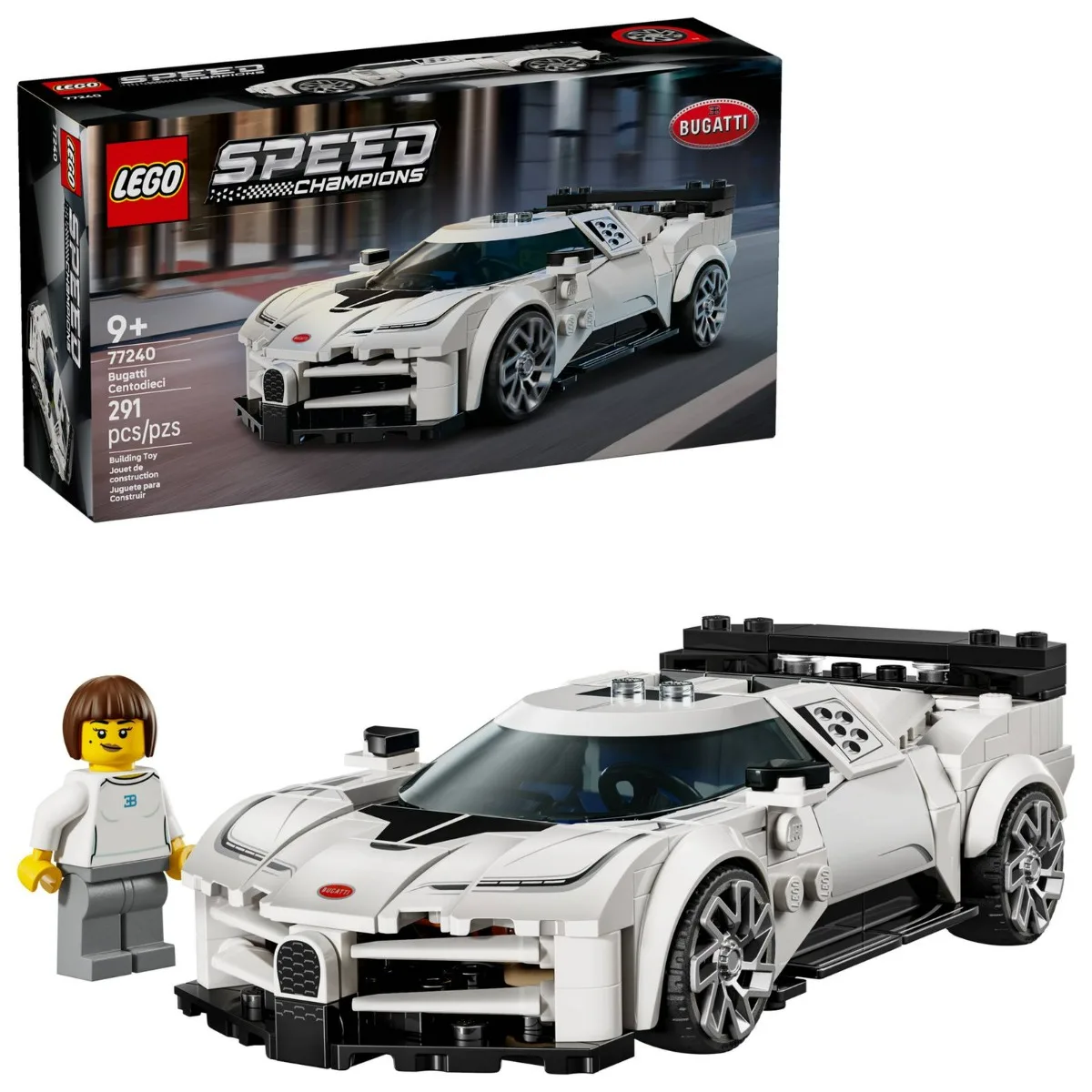 LEGO ®   Speed Champions Bugatti Centodieci Hyper Sports Car (77240) Modelo de Juguete con Minifigura del Piloto Bugatti, Edades 9+, 291 Piezas