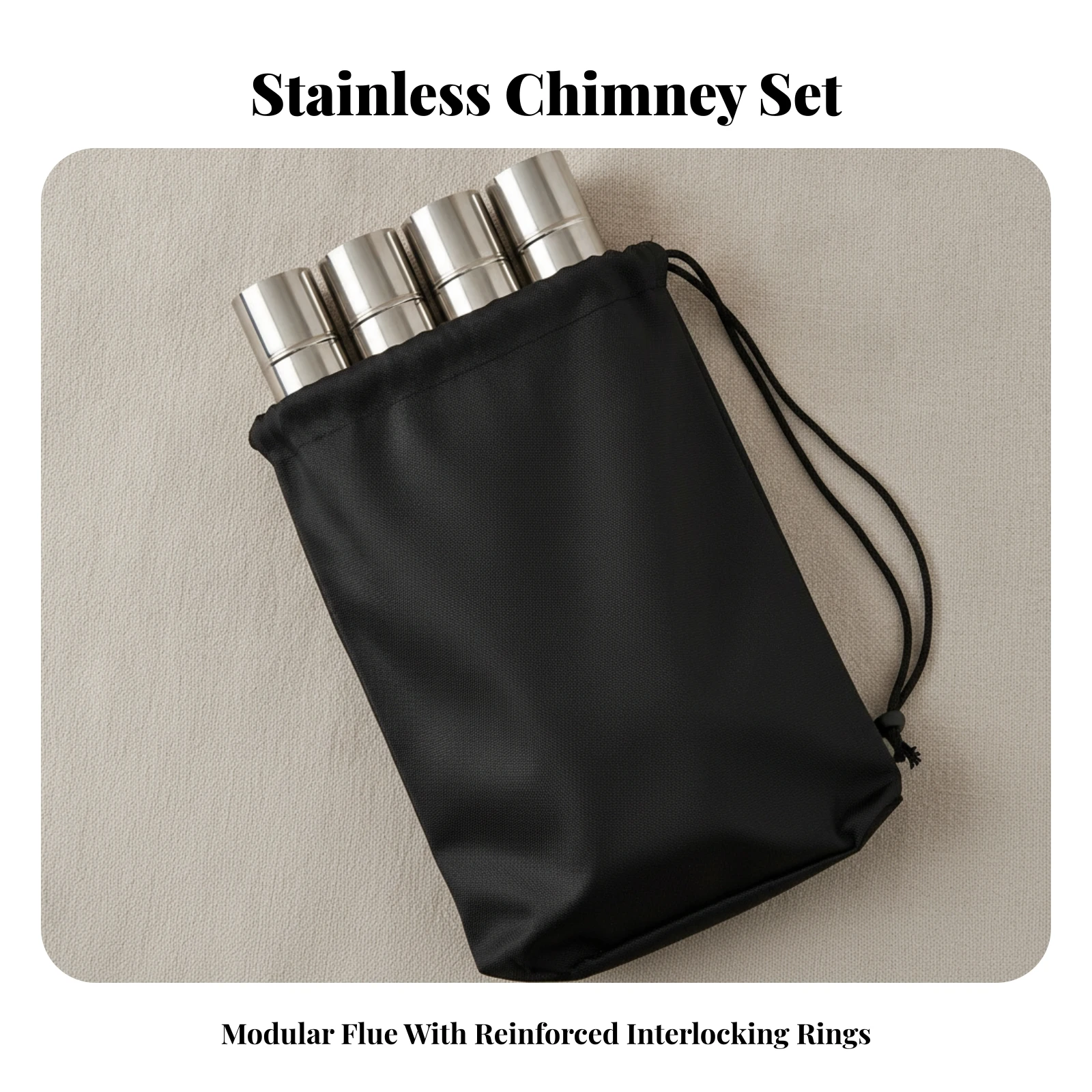 5 Pieces Chimney Pipe with Storage Bag Detachable Straight Heater Pipe Flue Extension Heat Resistant for Campers, Camping