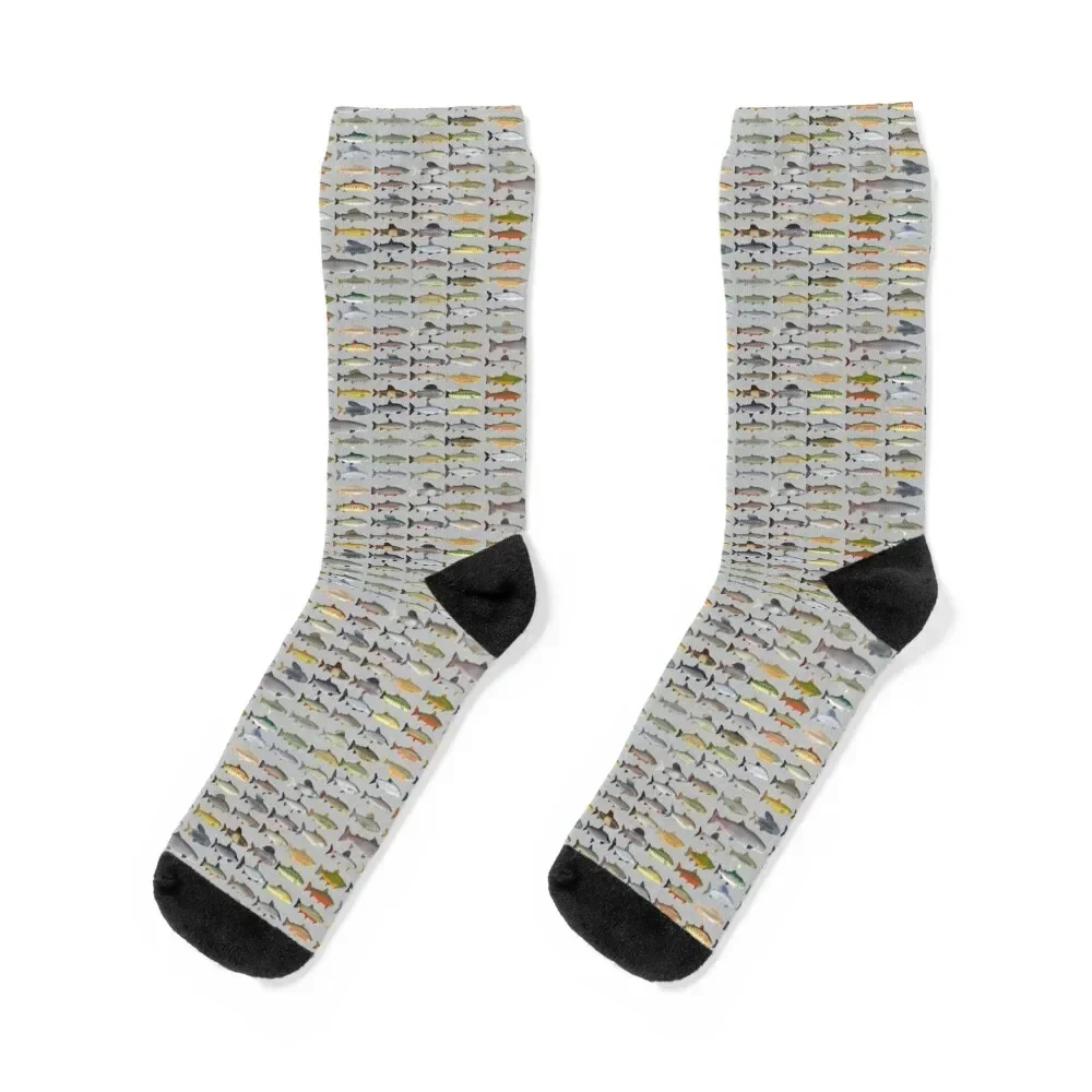

Trout, Char, Grayling, Hucho and Whitefish Group Socks soccer anti-slip snow winter Novelties Socks Women Men's
