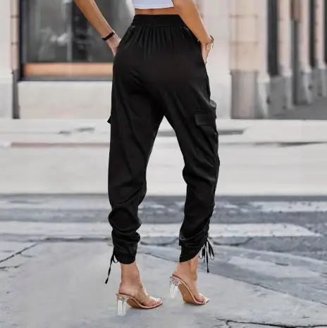 2025 Autumn New Women's Fashion Casual Belt with Elastic Waist and Foot Strap Commuter Junior Pants and Small Ankle Pants
