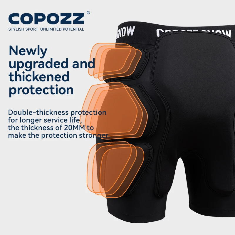 Copozz esportes radicais esqui skate snowboard proteção protetor joelheiras patinação protetora quadril acolchoado shorts calças S-XL