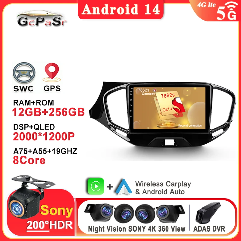 

Android 14 For LADA Vesta Cross Sport 2015 - 2022 Car Player Stereo Radio Multimedia GPS Navigation High-performance CPU Screen