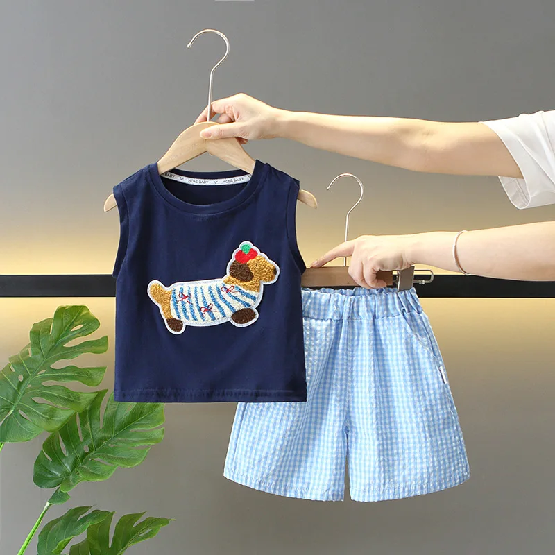 

Summer Baby Girls Clothes Suit Children Cartoon Dog Boys Vest Shorts 2Pcs/Sets Kids Clothing Infant Sets Toddler Tracksuits