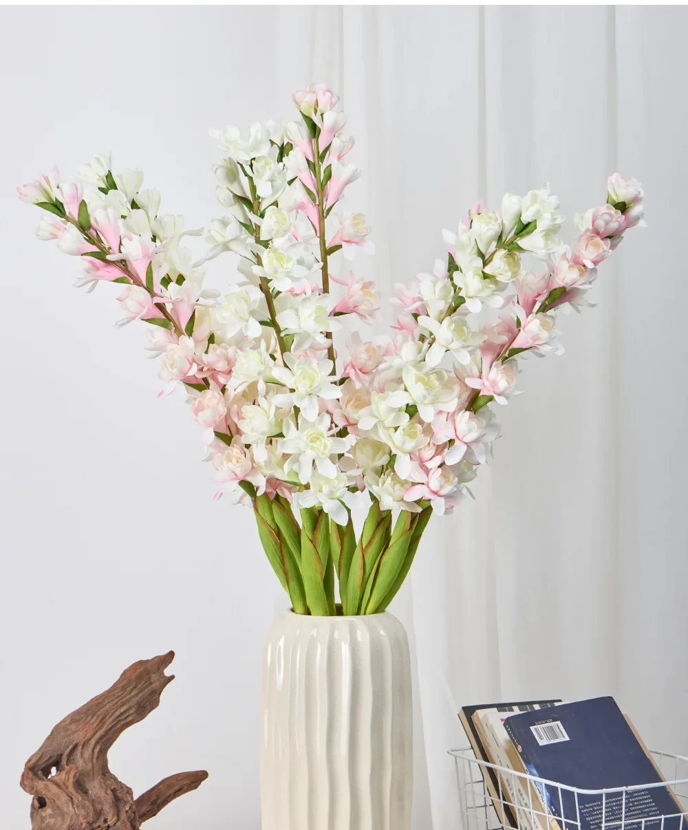 2/3 Stück Gartendekoration 86cm Künstliche Tuberosen-Zweige Seiden-Blumen Bürodekoration Rosa Tuberose Simulationsblume – Detail 9