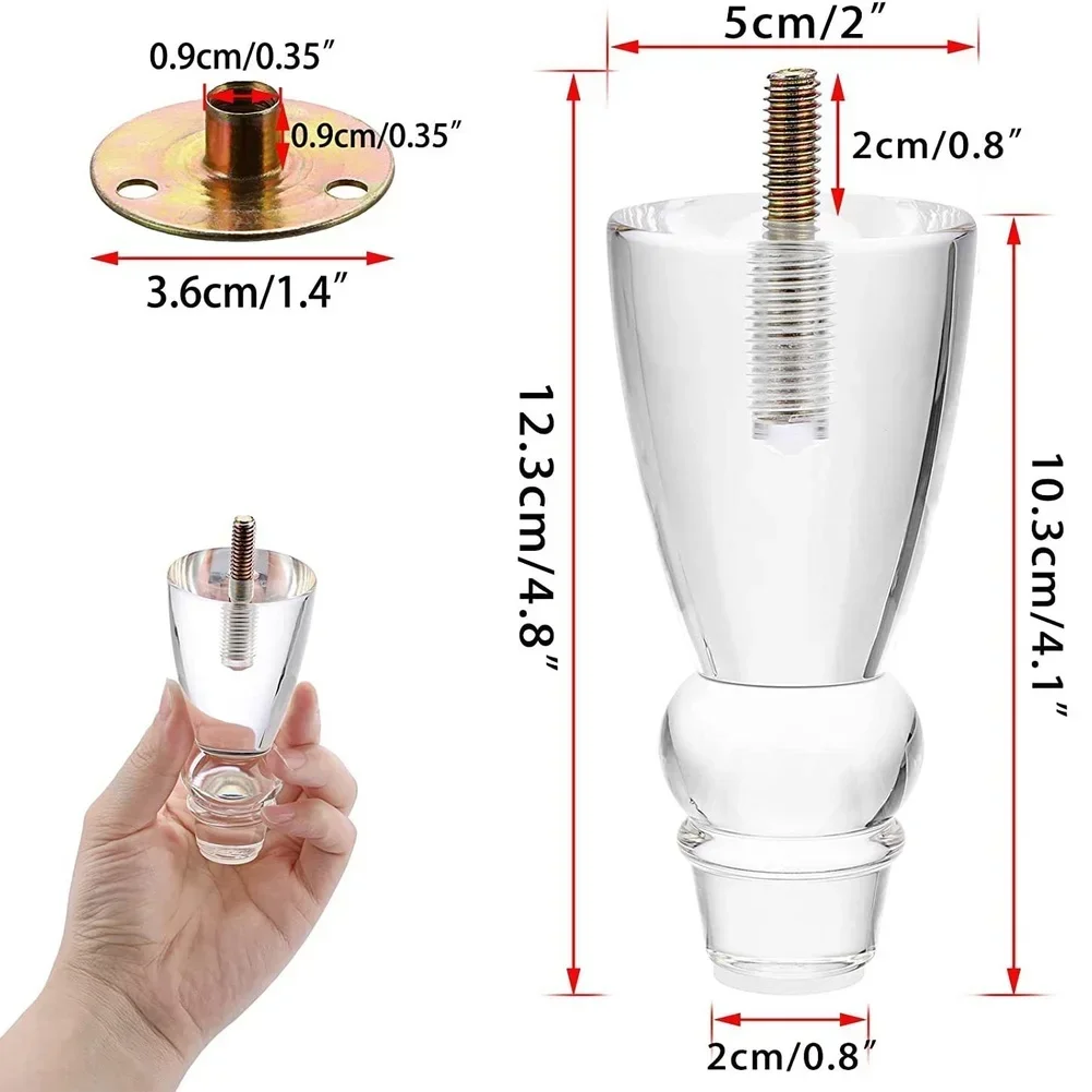 4PCS ﻿ Modern Acrylic-Furniture Legs Replacement Sofa Feet Mounting Accessories for Legs Sofas/cabinets Tapered Style