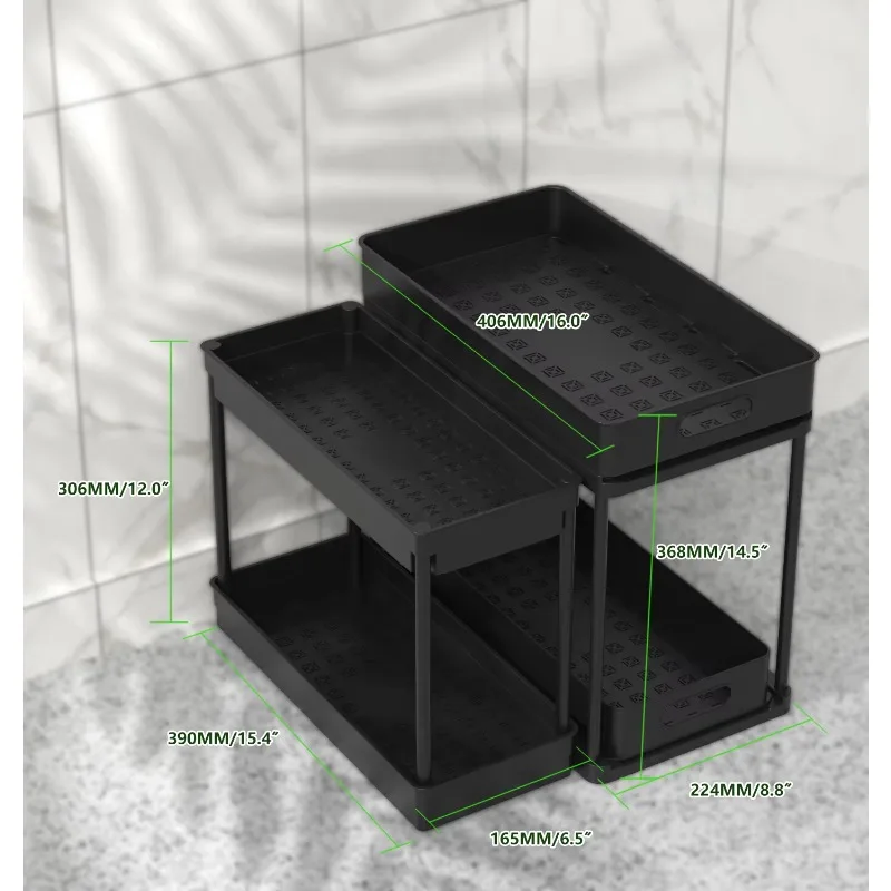 Expandable Adjustable Kitchen Rack Under Sink Bathroom Storage Organizer and Shelf