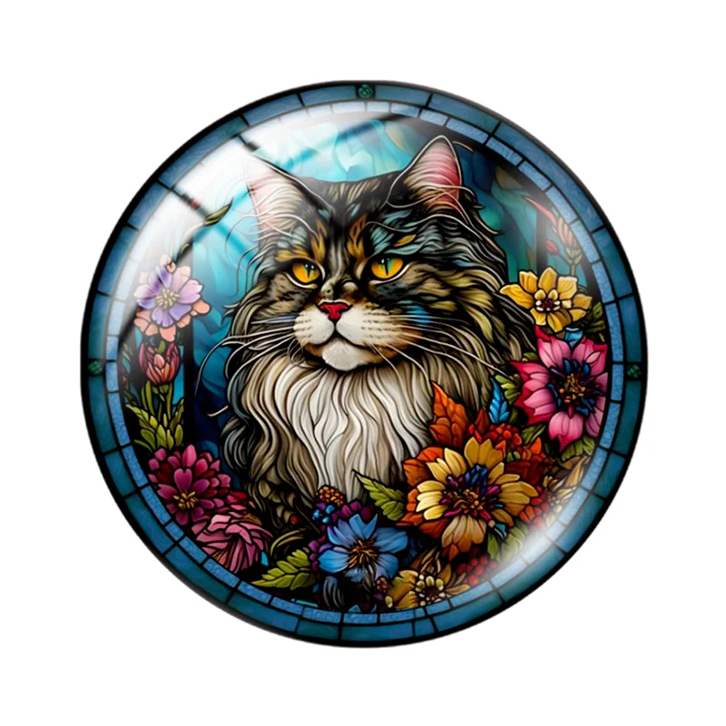 Love Cats Pet New Cat painting style 10pcs 12mm/18mm/20mm/25mm mixed Round photo glass cabochon demo flat back Making findings