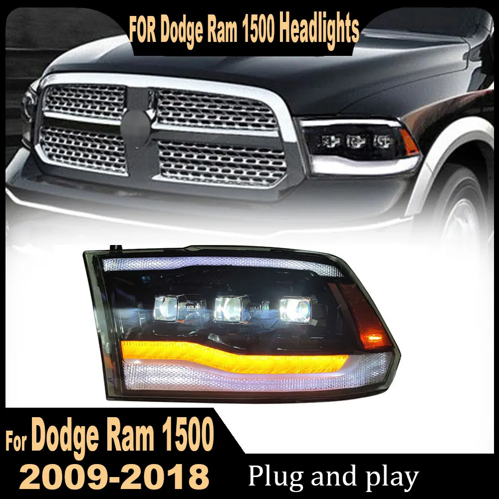 

Пара автомобильных фар для Dodge Ram 1500 2009-2018 светодиодный автомобильные лампы дневные ходовые огни динамические Сигналы поворота Автомобильные аксессуары