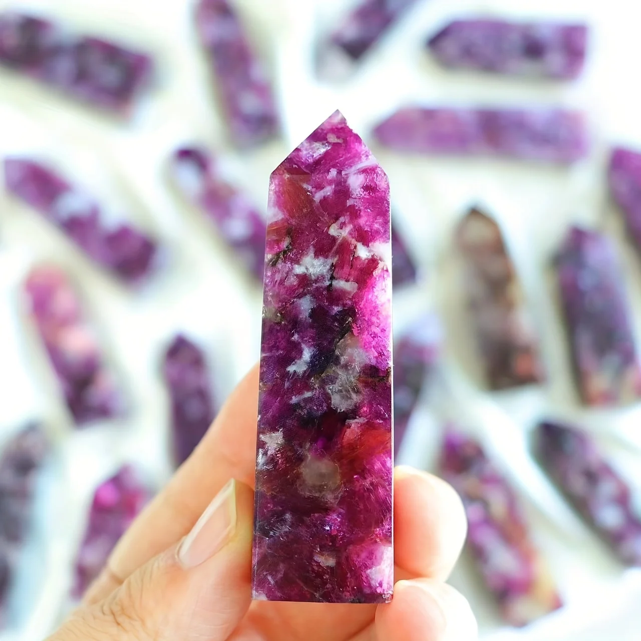 1pc Natural Purple Mica Tourmaline Pillar For Jewelry Making，Crystal Creative Gift, For Home Decor, Christmas Birthday Gift