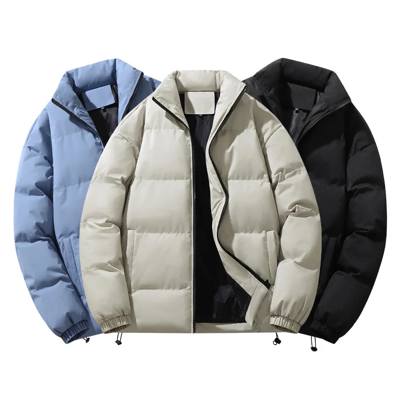 

Autumn and winter cotton-padded clothes, bread clothes, couple casual jackets, solid-color cotton clothes.