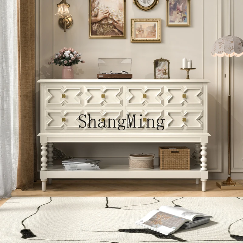 

CL entry door entrance cabinet shoe cream wind living room partition white solid wood integrated storage