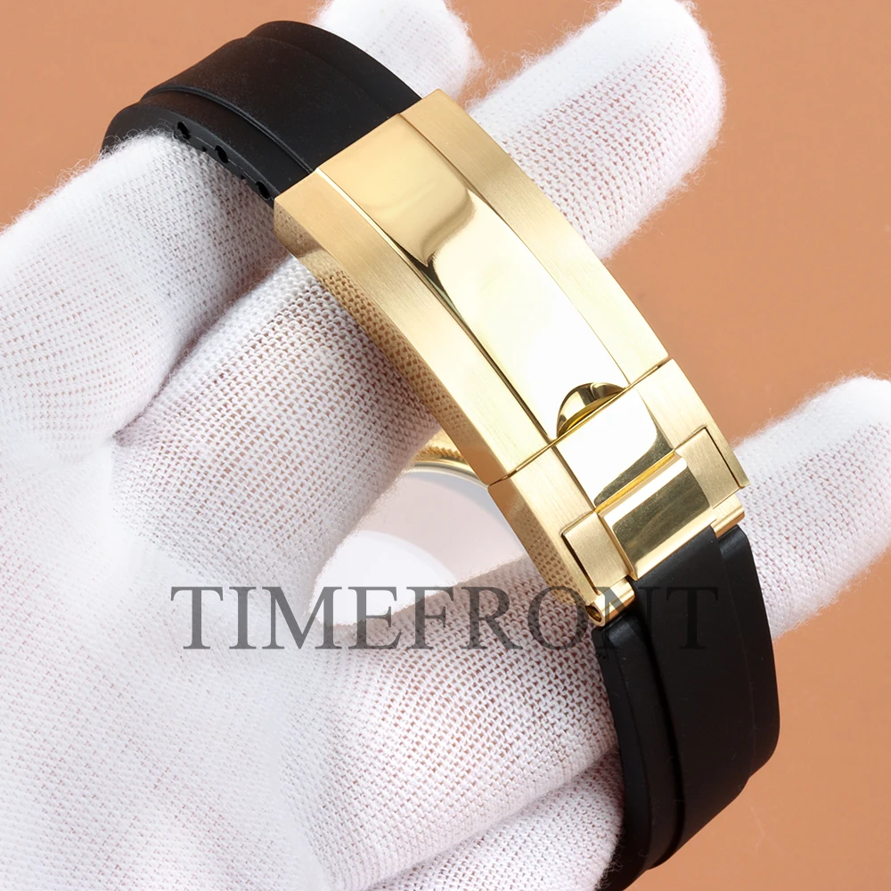 الذهب 40 مللي متر nh35 الياقوت الزجاج حالة المطاط حزام ل SUB GMT يخت ماستر NH34 NH35 NH36 NH38 حركة 28.5 مللي متر ساعة مزدوجة أجزاء