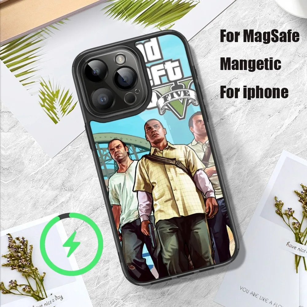 Hero gta 5 Grand Theft Auto Phone Case For iPhone 11 12 13 14 15 Pro Max Plus Mini Magsafe Magnetic Wireless Charging Shell