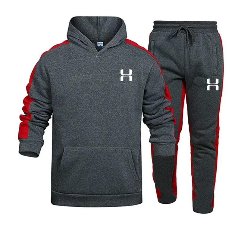 New men\'s sportswear, fashion autumn and winter long-sleeved hooded sweatshirt + sweatpants 2 sets, outdoor men\'s leisure suit