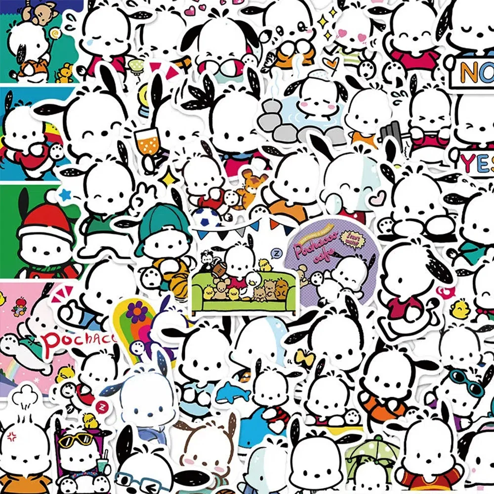 Pochacco-pegatinas de dibujos animados Sanrio, calcomanías impermeables para diario, álbum de recortes, nevera, guitarra, teléfono, juguetes, regalo, 10/30/50/100 piezas