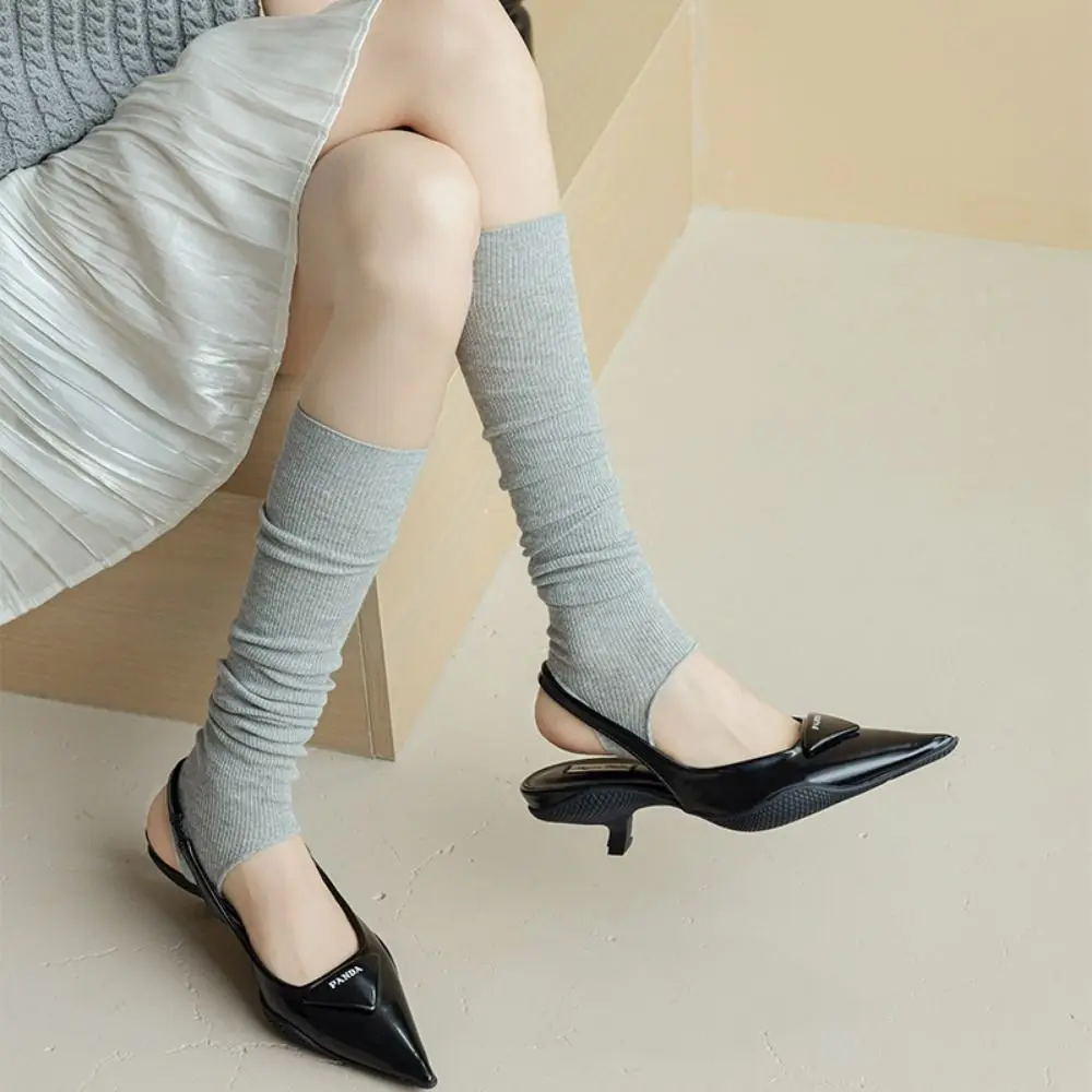 

Fashion Thick Simple Long Knee High Socks Ballet Style Mid-calf JK Stockings Stepping on Feet Breathable Stacking Socks Spring