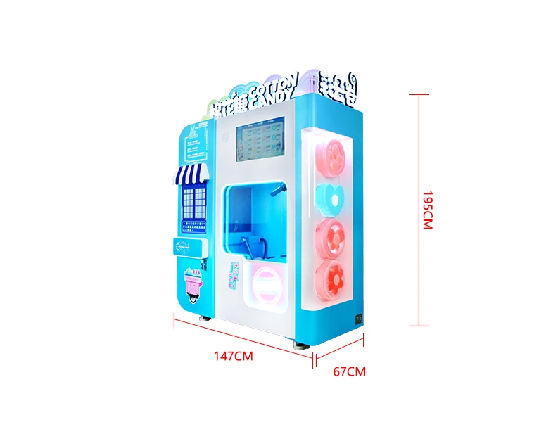 Máquina de Venda Automática de Algodão Doce Personalizada Profissional Comercial Totalmente Automatizada com Tela Sensível ao Toque Inteligente
