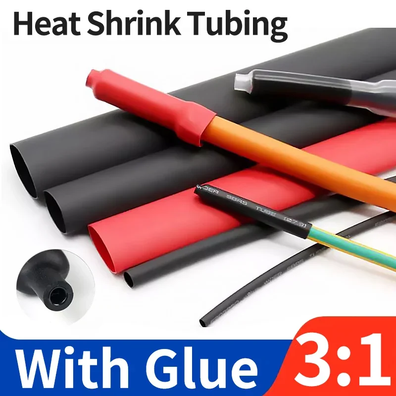 

10/50M 3:1 Ratio Adhesive Lined Heat Shrink Tubing Wrapping Tube Kit Insulation Wiring Cable Protection Heat Shrinkable Sheath