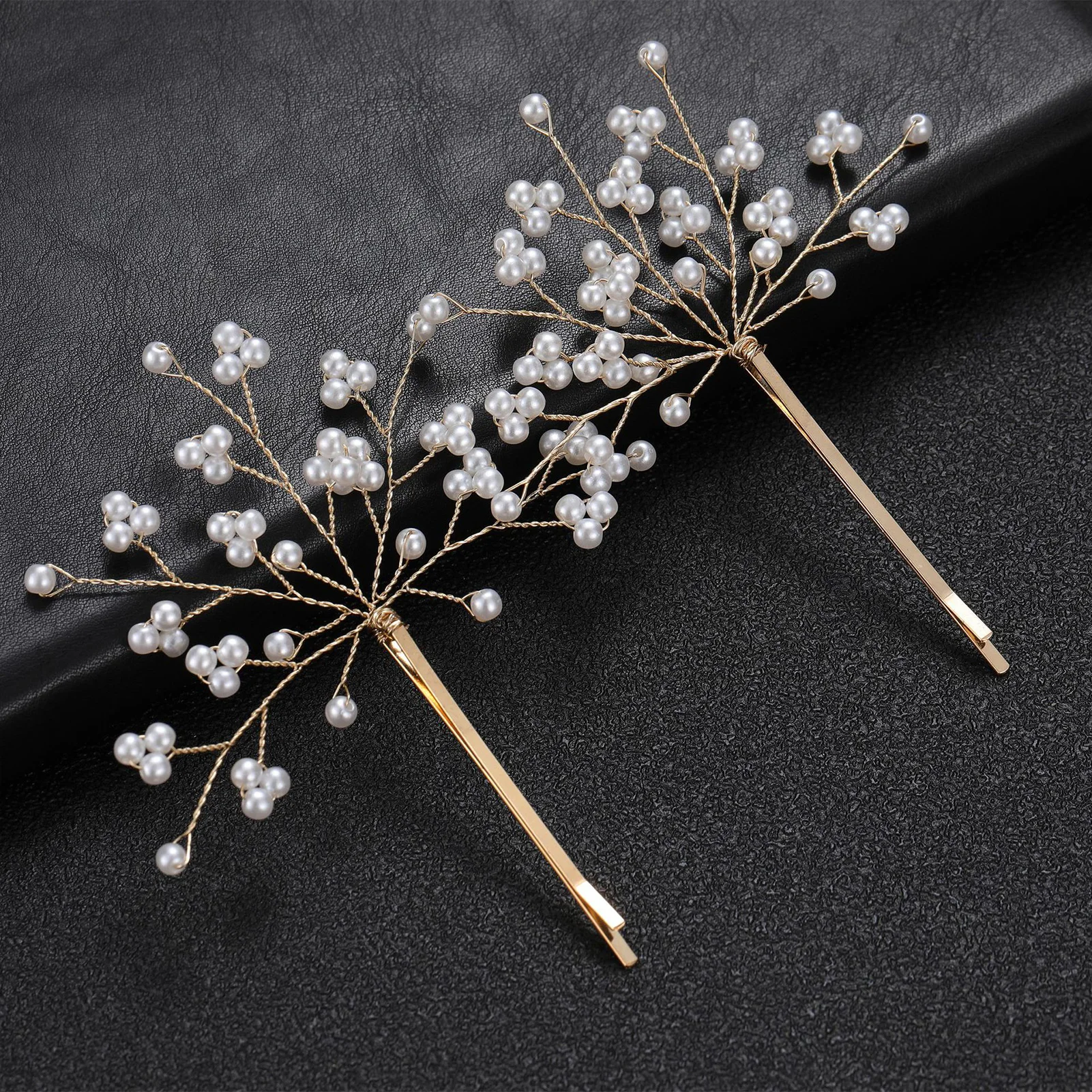 Slideproof Womens Bobby Pin Set Sweet Hairpin Luxurious Baby's Breath Pearl Edge Clips for Women Girls Hairdressing Salon