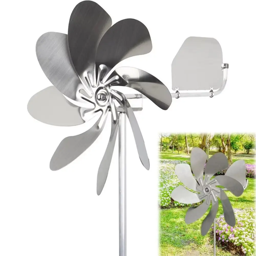 Removable Stainless Steel Windmill Corrosion Resistance Ball Bearing Rotating Garden Pinwheels Decorative Stable Stake