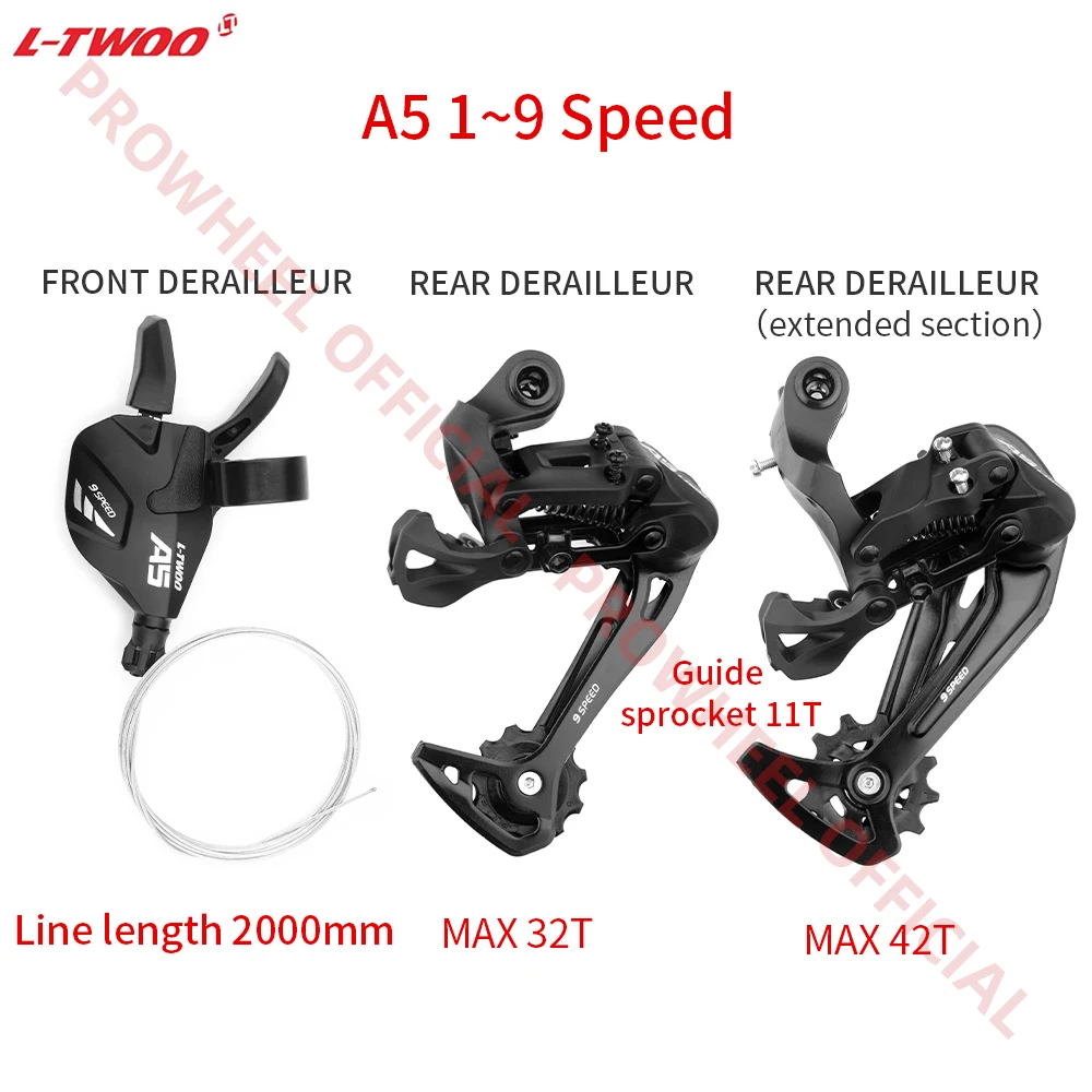 LTWOO 9Speed A5 Bicycle Shifter Rear Derailleur Groupset 9V Sunshine 11-36/40/42/46/50T Cassette KMC X9 Chain For Simano HG Part