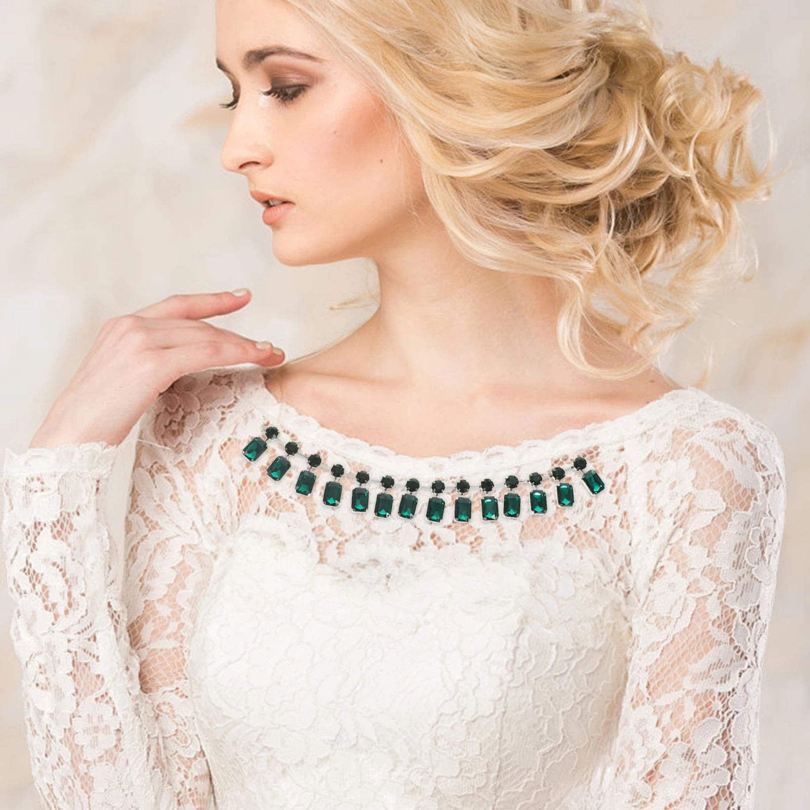 

Rectangular Tassel Glass Diamond Chain Decorative Applique Bridal Wedding Sash Charm Shoe Clips Garment DIY Craft Project