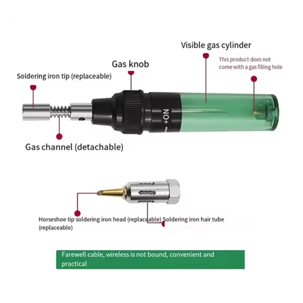 Butane Soldering Iron Cordless Butane Gas Blow Torch Soldering Iron Gun Welding Pen Tool 1300℃ Cordless Soldering Iron