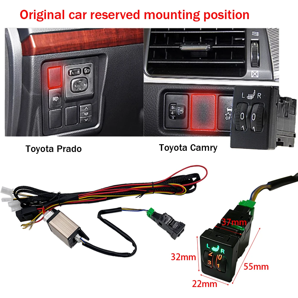 Universal Car Seat Heater Kits Fits 2 Seats Alloy Wire/Carbon Fiber Heating Pad 3-level Control Switch For Toyota Camry Prado