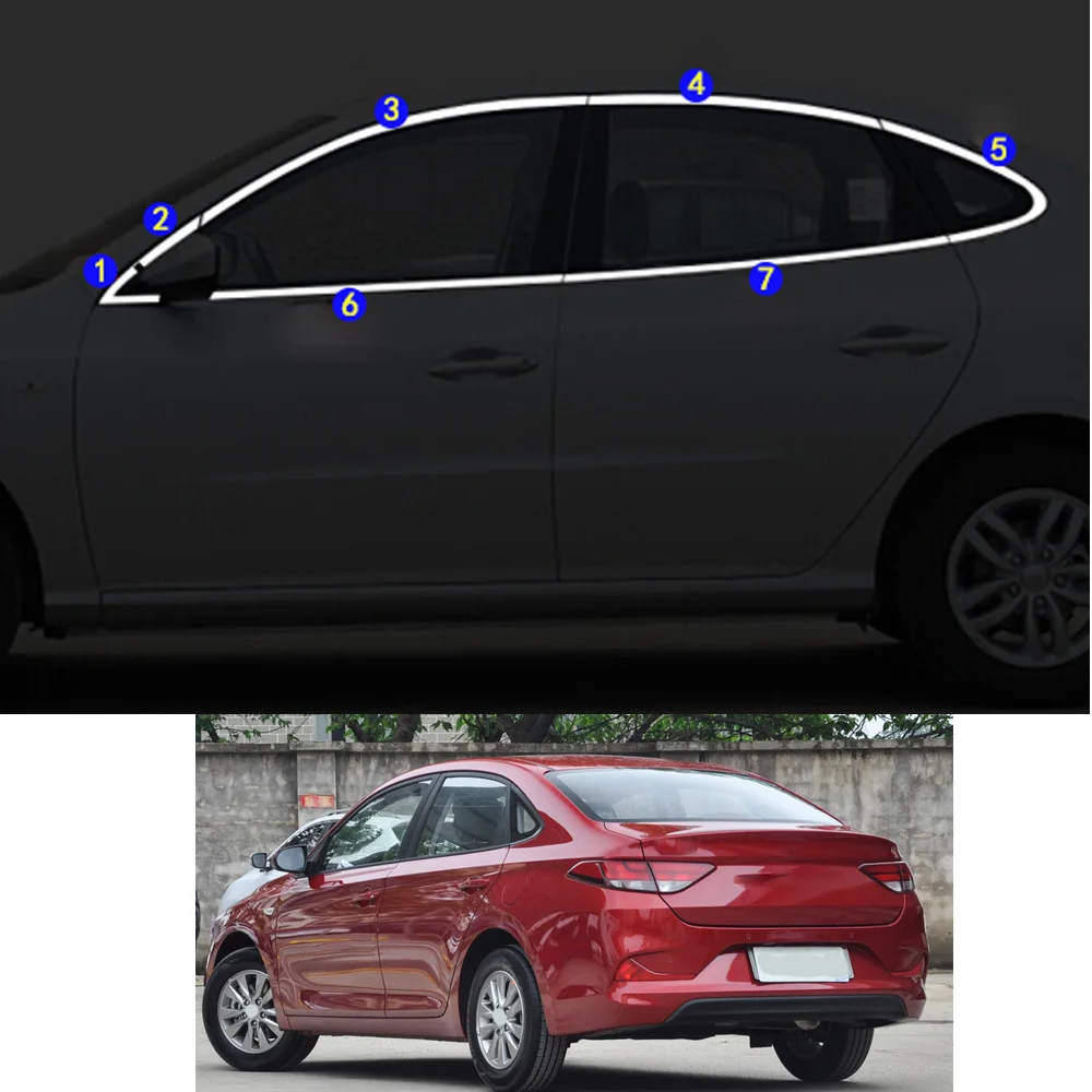 

For Hyundai Elantra 2017 2018 2019 2020 2021 Car Styling Sticker Garnish Pillar Window Middle Strip Trim Frame Hoods Parts