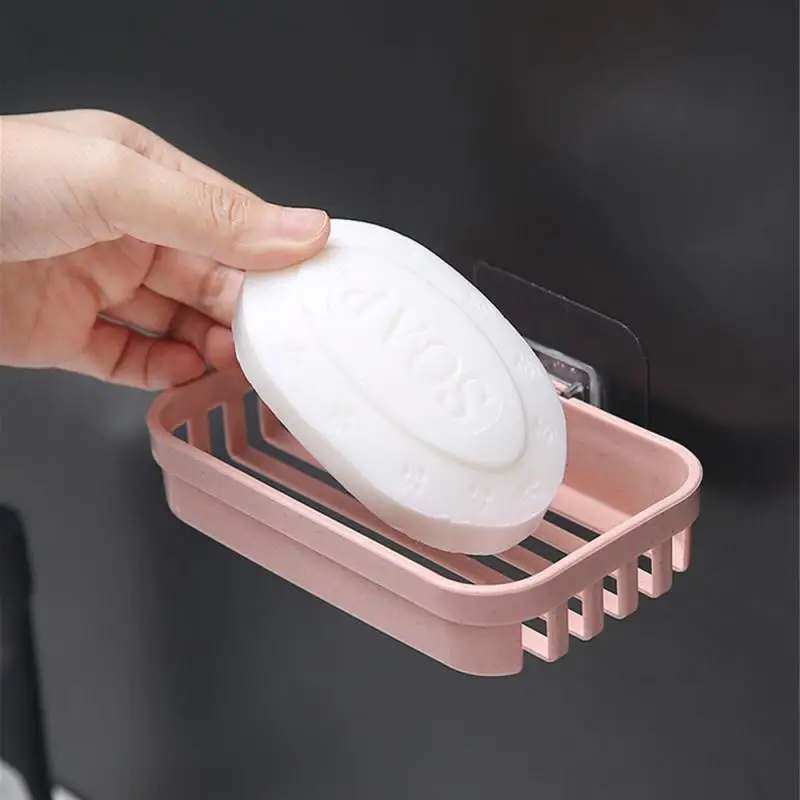 Soap Dishes No Drilling Wall Mounted Double Layer Soap Holder Soap Sponge Dish Bathroom Accessories Soap Dishes Self Adhesive