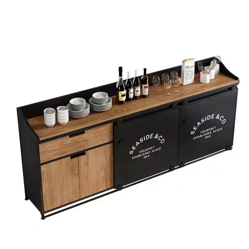 custom.Luxury Modern Industrial-style Cabinets with Sliding Iron Sideboards Living Room Lockers