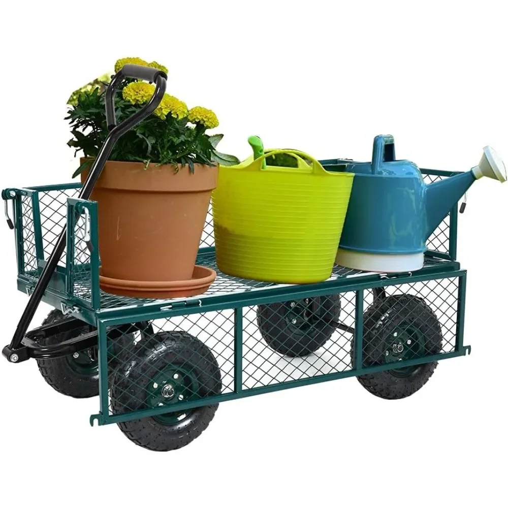 Wagon Farm and Heavy Duty Cart with Removable Folding Sides, 550 Lb Load Capacity, Perfect for Garden