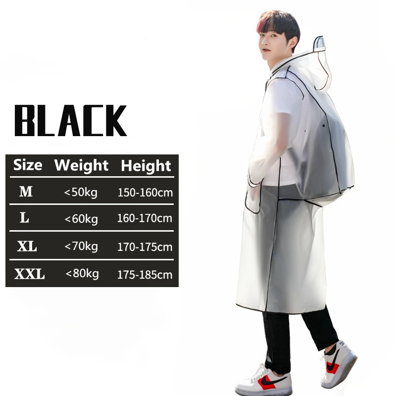 Women Transparent Eva Plastic Waterproof Rainwear Adult Can Hold Backpack Rain Coat Man Raincoat Travel Fashion