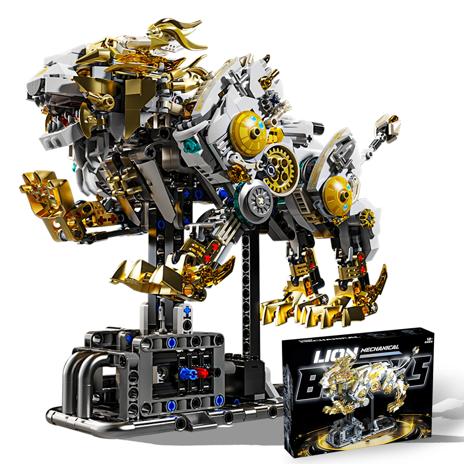 

Строительные блоки животных в стиле стимпанк, с львом с шарнирными шарнирами и функцией подсветки. Идеально подходит для настольных дисплеев.