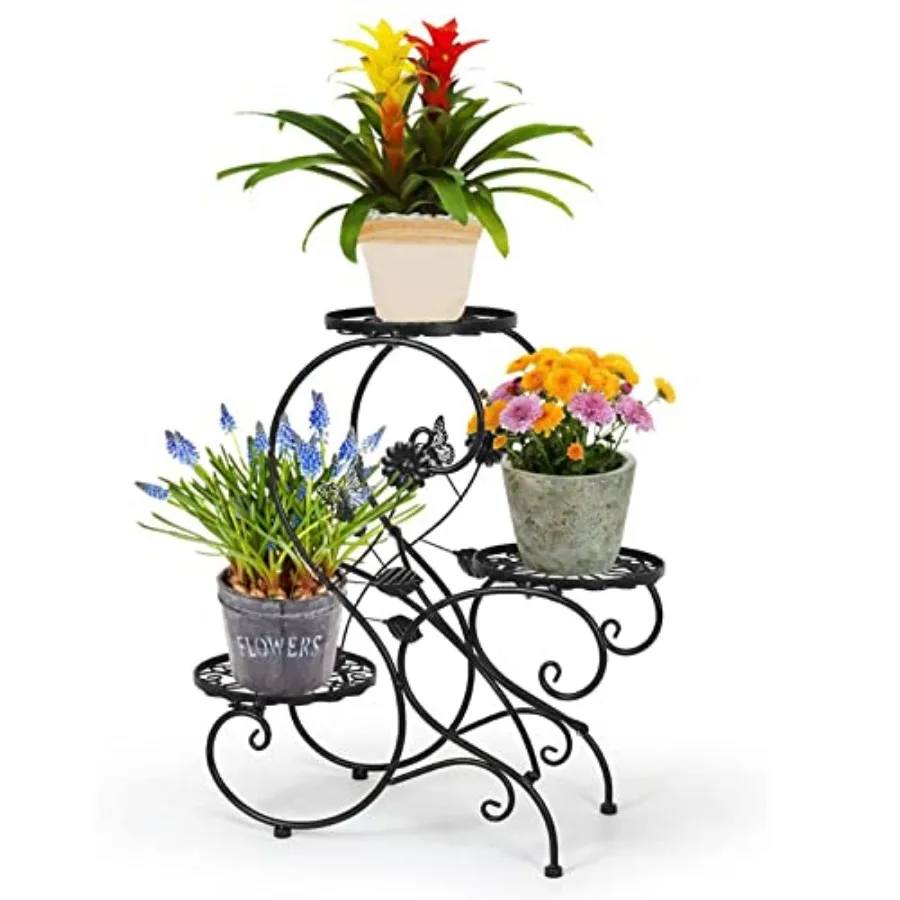 

3-Tiers Metal Plant Stand Indoor Heavy Duty Flower Pot Stands for Multiple Plant Anti-Rust Iron Plant Pot Shelf Stable Plant Ho