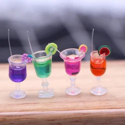 4Pcs 귀여운 1:6 스케일 소형 인형 집 칵테일 미니 와인 컵 안경 인형 음식 음료 놀이 주방 장난감