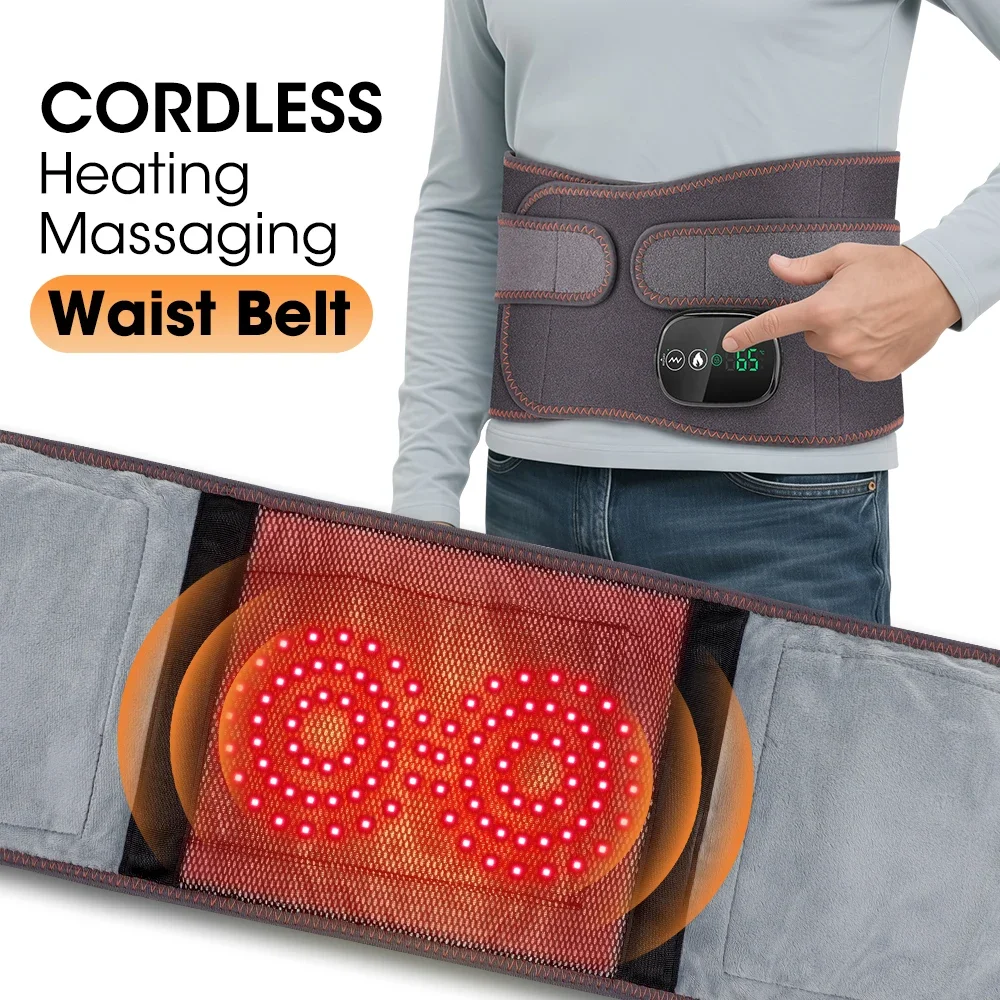 

Electric lumbar Massager Back Waist Muscle Massage Belt Vibration Infrared Light Hot Compress Back Warmer Brace Dual Motor