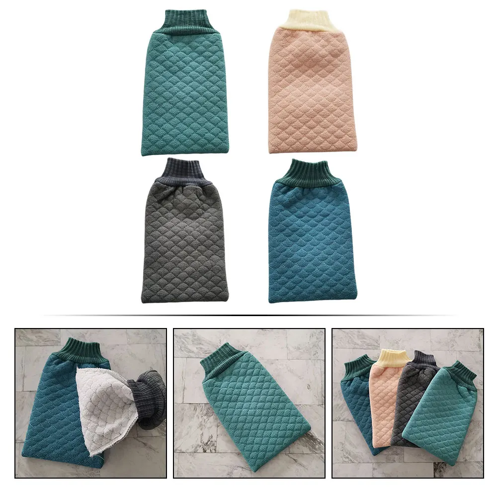 

4pcs Exfoliating Bath Mittens Skin Cleaning Gloves Shower Scrubbing Tools Body Scrub Gloves Reusable Bathing Accessories Durable