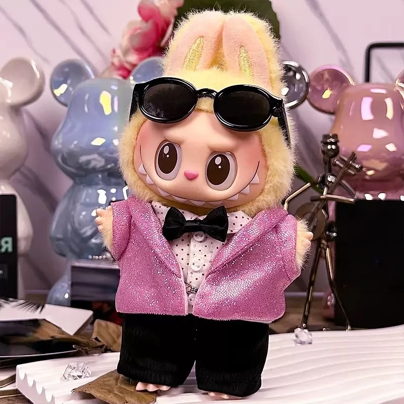 

Новые плюшевые аксессуары для одежды для кукол 15 см/17 см Labubu V1V2V3, аксессуары для одежды, розовый костюм с блестками (без куклы)