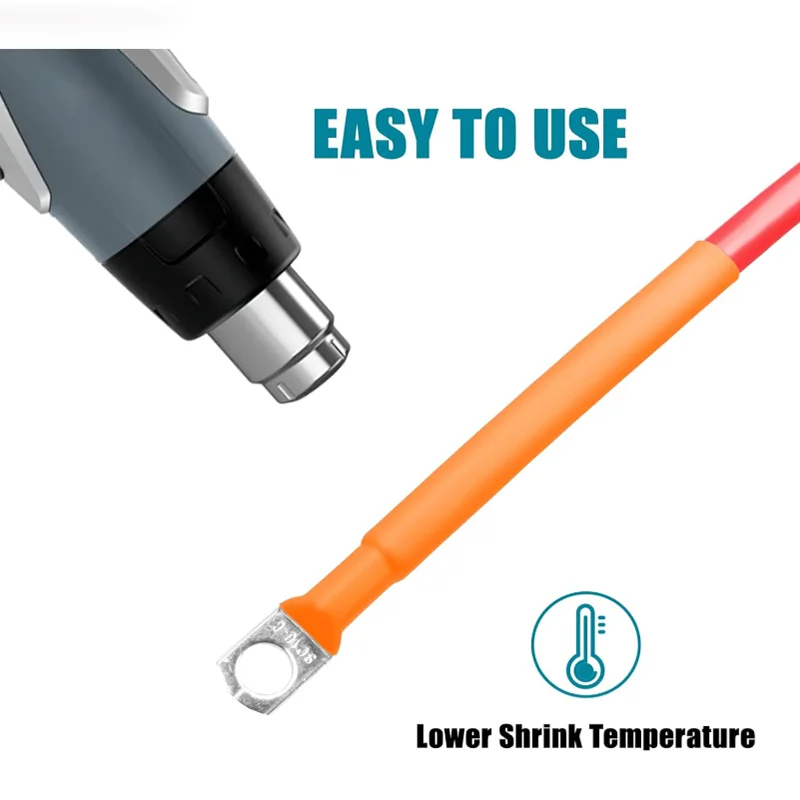 1/2/3 Meter 3:1Heat Shrink Tubing Dual Wall Adhesive Lined Wire Heat Shrink Tube Insulation Sealing Waterproof Orange Ø 3.2~30mm