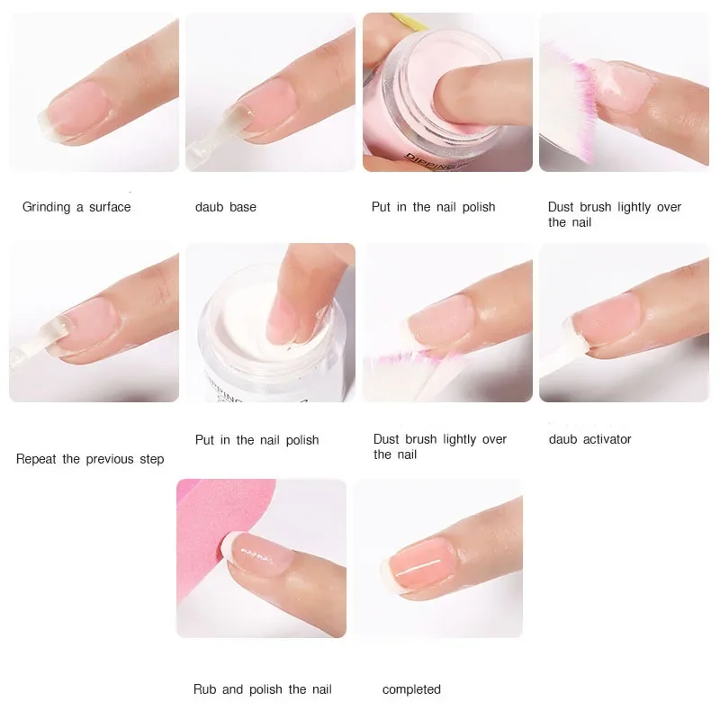 Pó de imersão de unhas com glitter natural, secagem rápida, de longa duração, sem necessidade de lâmpada, pó de imersão de manicure de inverno para fácil aplicação doméstica
